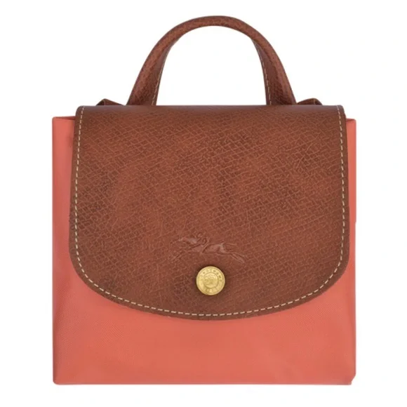 Longchamp Le Pliage Pink Foldable Backpack NWT Leather Blush - Picture 4 of 4